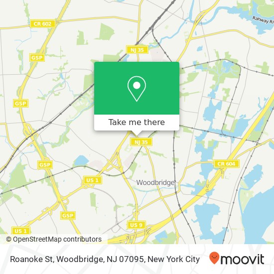 Mapa de Roanoke St, Woodbridge, NJ 07095