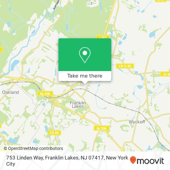 Mapa de 753 Linden Way, Franklin Lakes, NJ 07417