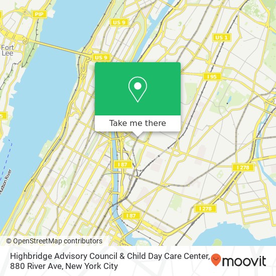 Mapa de Highbridge Advisory Council & Child Day Care Center, 880 River Ave