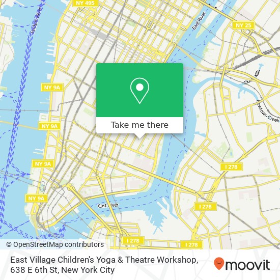 Mapa de East Village Children's Yoga & Theatre Workshop, 638 E 6th St