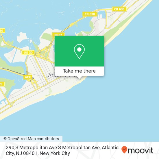 Mapa de 290,S Metropolitan Ave S Metropolitan Ave, Atlantic City, NJ 08401