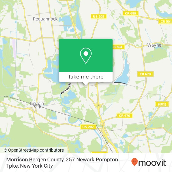 Mapa de Morrison Bergen County, 257 Newark Pompton Tpke