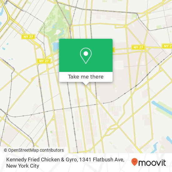 Mapa de Kennedy Fried Chicken & Gyro, 1341 Flatbush Ave