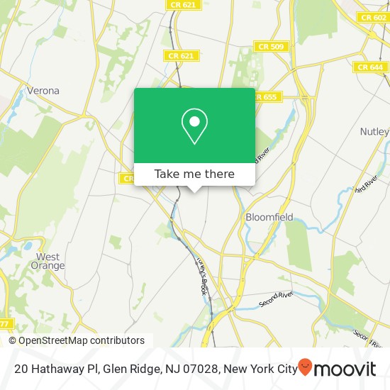Mapa de 20 Hathaway Pl, Glen Ridge, NJ 07028