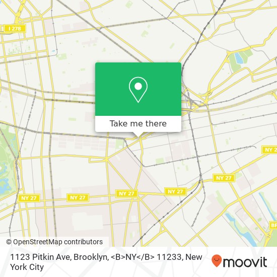 Mapa de 1123 Pitkin Ave, Brooklyn, <B>NY< / B> 11233