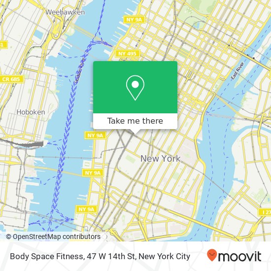 Mapa de Body Space Fitness, 47 W 14th St