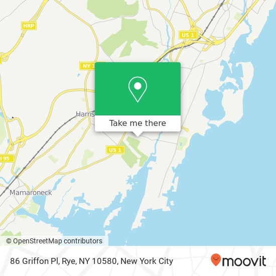 Mapa de 86 Griffon Pl, Rye, NY 10580