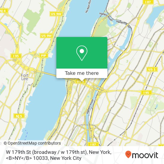 W 179th St (broadway / w 179th st), New York, <B>NY< / B> 10033 map