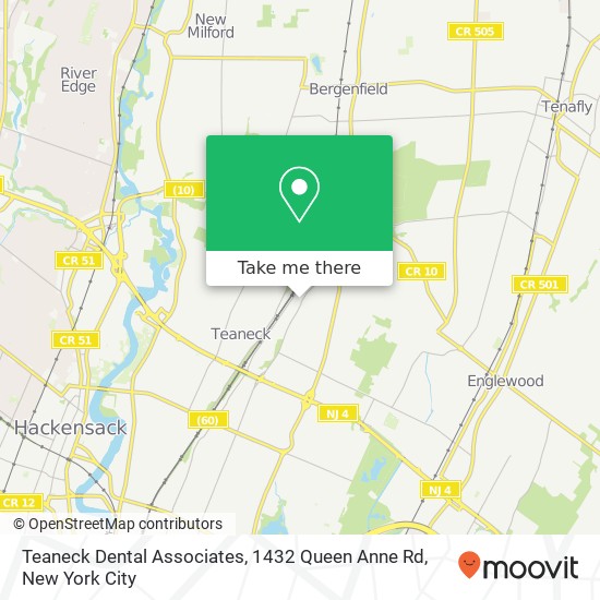 Mapa de Teaneck Dental Associates, 1432 Queen Anne Rd