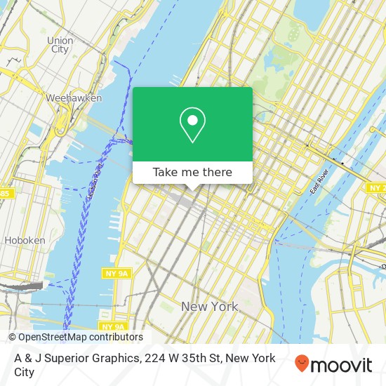 Mapa de A & J Superior Graphics, 224 W 35th St