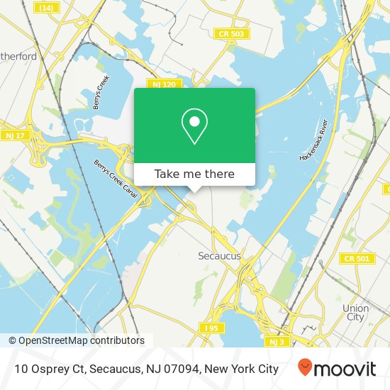 Mapa de 10 Osprey Ct, Secaucus, NJ 07094