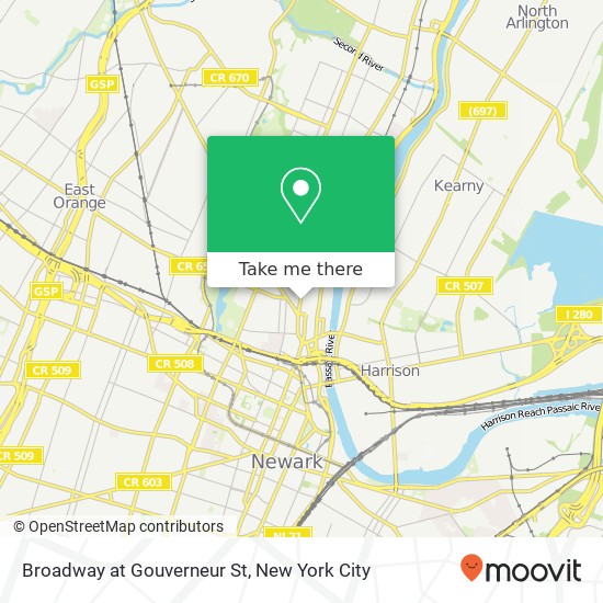 Mapa de Broadway at Gouverneur St