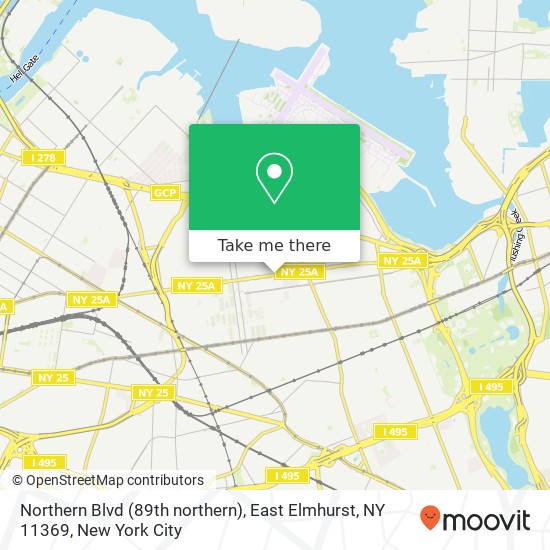 Mapa de Northern Blvd (89th northern), East Elmhurst, NY 11369