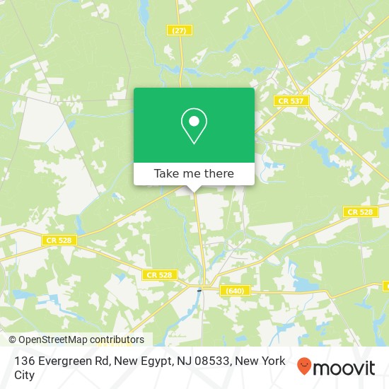 Mapa de 136 Evergreen Rd, New Egypt, NJ 08533