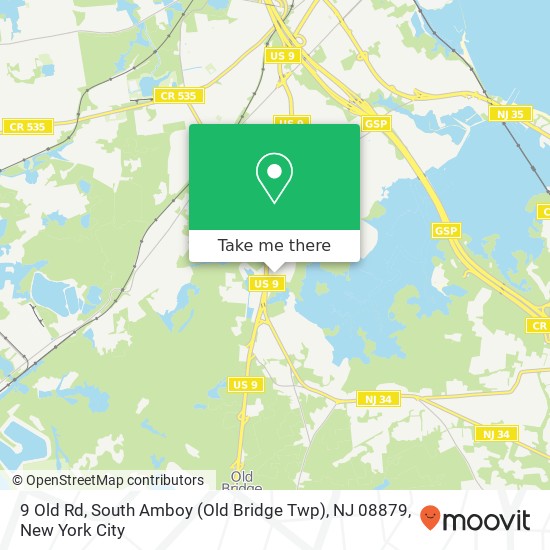 Mapa de 9 Old Rd, South Amboy (Old Bridge Twp), NJ 08879