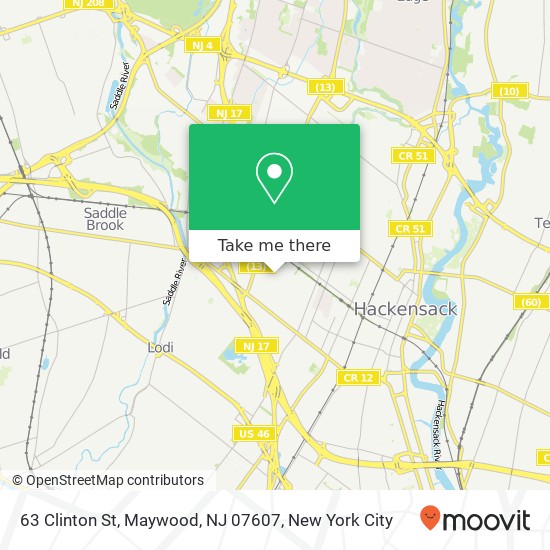 Mapa de 63 Clinton St, Maywood, NJ 07607