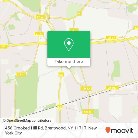 Mapa de 458 Crooked Hill Rd, Brentwood, NY 11717