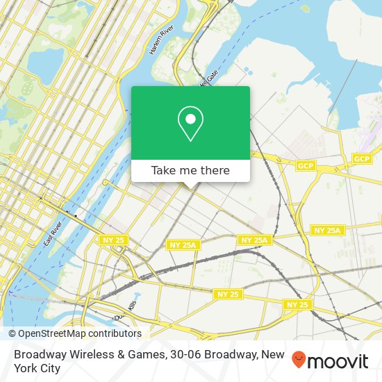 Mapa de Broadway Wireless & Games, 30-06 Broadway