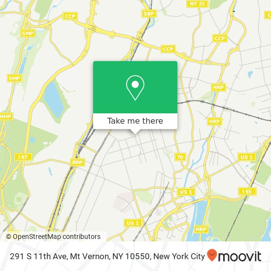 Mapa de 291 S 11th Ave, Mt Vernon, NY 10550