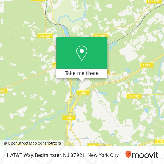 Mapa de 1 AT&T Way, Bedminster, NJ 07921