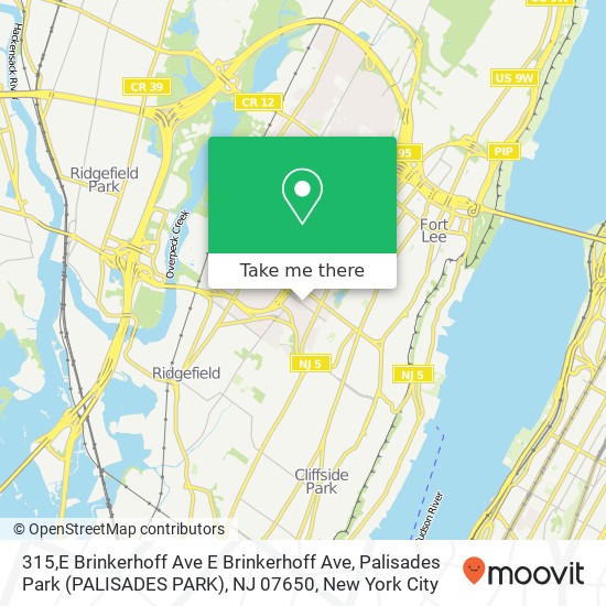 Mapa de 315,E Brinkerhoff Ave E Brinkerhoff Ave, Palisades Park (PALISADES PARK), NJ 07650