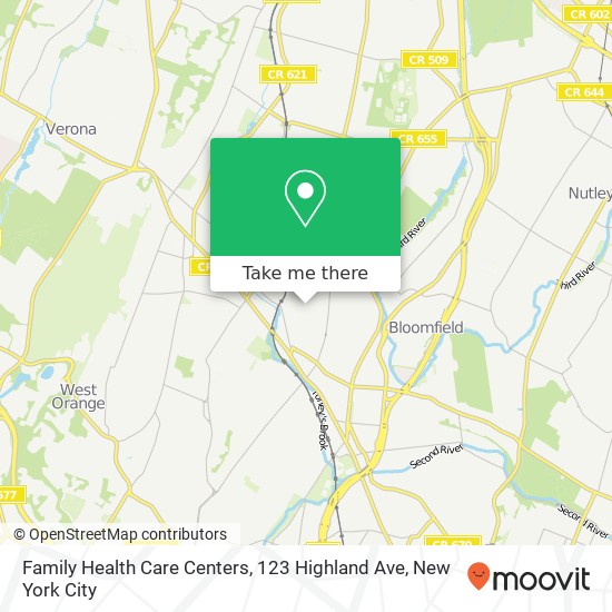 Mapa de Family Health Care Centers, 123 Highland Ave
