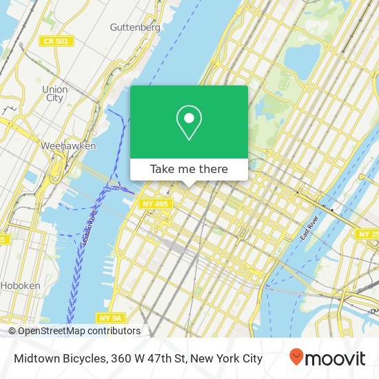 Mapa de Midtown Bicycles, 360 W 47th St
