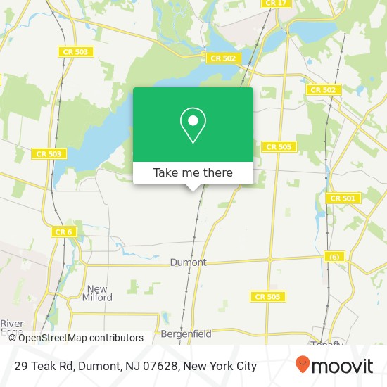 Mapa de 29 Teak Rd, Dumont, NJ 07628