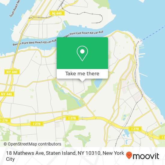 Mapa de 18 Mathews Ave, Staten Island, NY 10310
