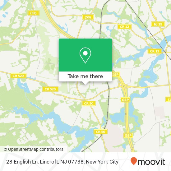 Mapa de 28 English Ln, Lincroft, NJ 07738