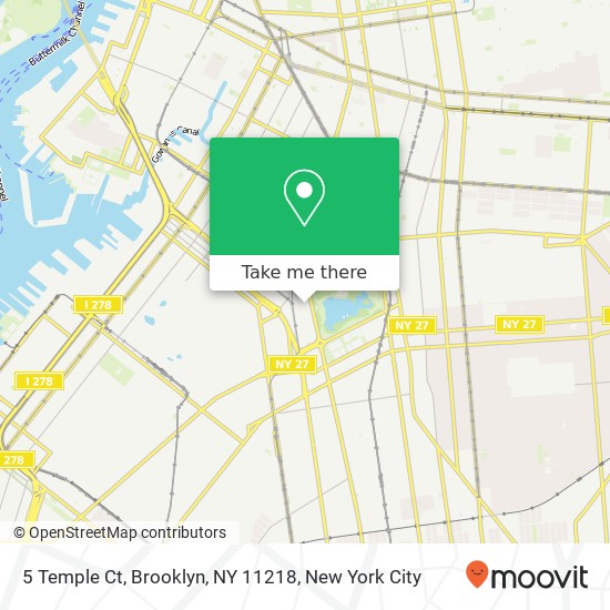 Mapa de 5 Temple Ct, Brooklyn, NY 11218