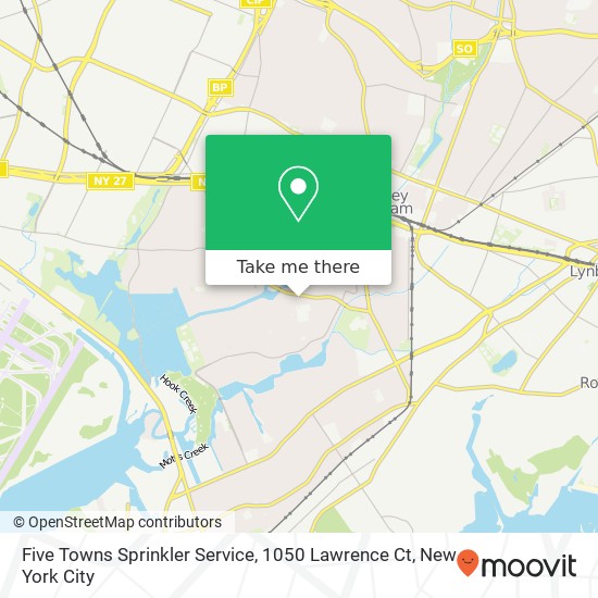 Mapa de Five Towns Sprinkler Service, 1050 Lawrence Ct