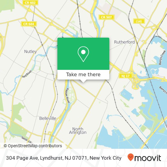 Mapa de 304 Page Ave, Lyndhurst, NJ 07071