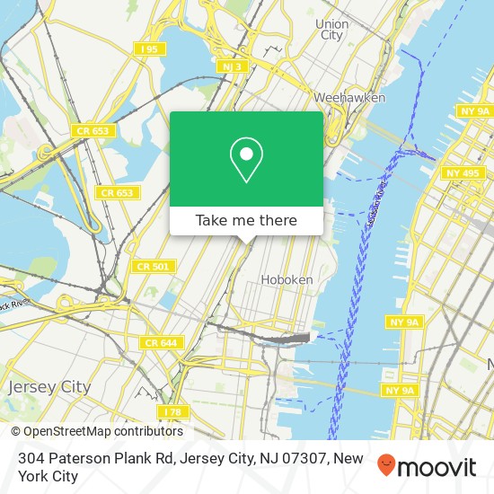 Mapa de 304 Paterson Plank Rd, Jersey City, NJ 07307