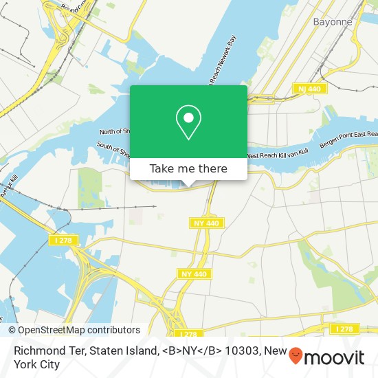 Mapa de Richmond Ter, Staten Island, <B>NY< / B> 10303