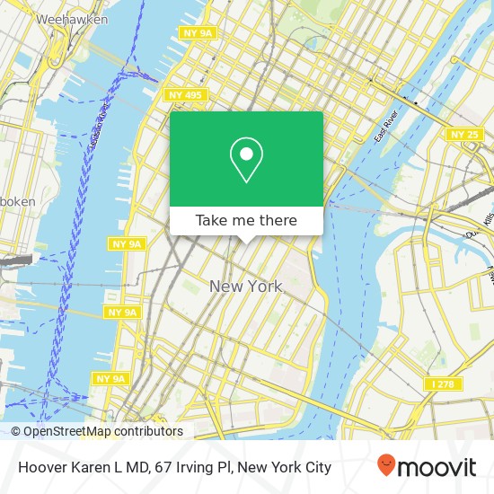 Hoover Karen L MD, 67 Irving Pl map