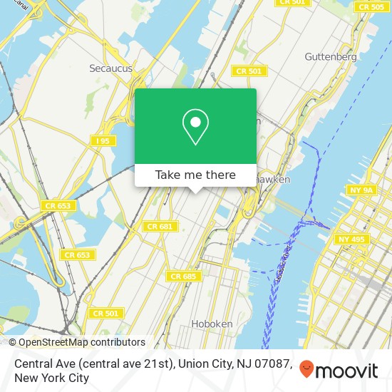 Central Ave (central ave 21st), Union City, NJ 07087 map