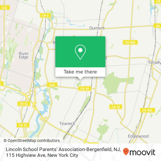 Mapa de Lincoln School Parents' Association-Bergenfield, NJ, 115 Highview Ave