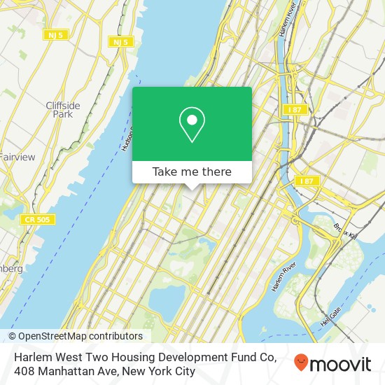 Mapa de Harlem West Two Housing Development Fund Co, 408 Manhattan Ave
