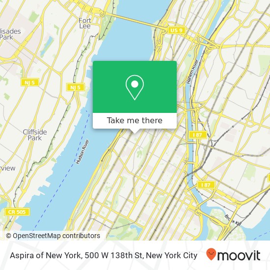 Aspira of New York, 500 W 138th St map