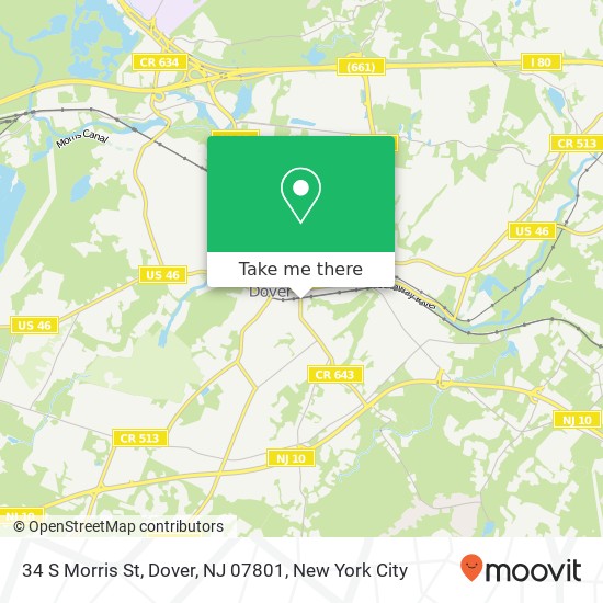 Mapa de 34 S Morris St, Dover, NJ 07801