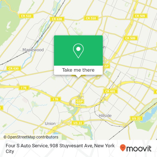 Mapa de Four S Auto Service, 908 Stuyvesant Ave