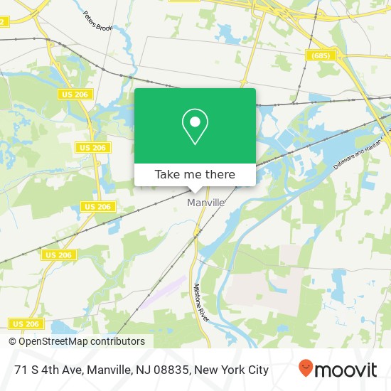 Mapa de 71 S 4th Ave, Manville, NJ 08835