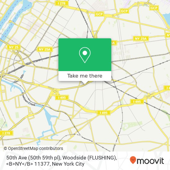50th Ave (50th 59th pl), Woodside (FLUSHING), <B>NY< / B> 11377 map