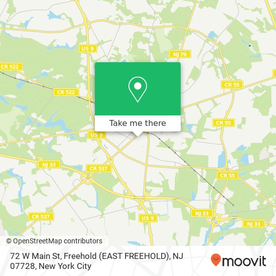 Mapa de 72 W Main St, Freehold (EAST FREEHOLD), NJ 07728