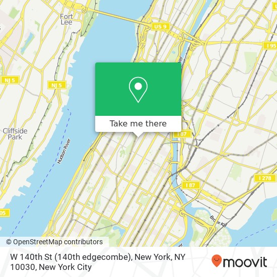 W 140th St (140th edgecombe), New York, NY 10030 map