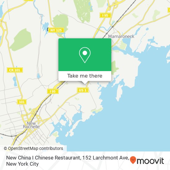 Mapa de New China I Chinese Restaurant, 152 Larchmont Ave