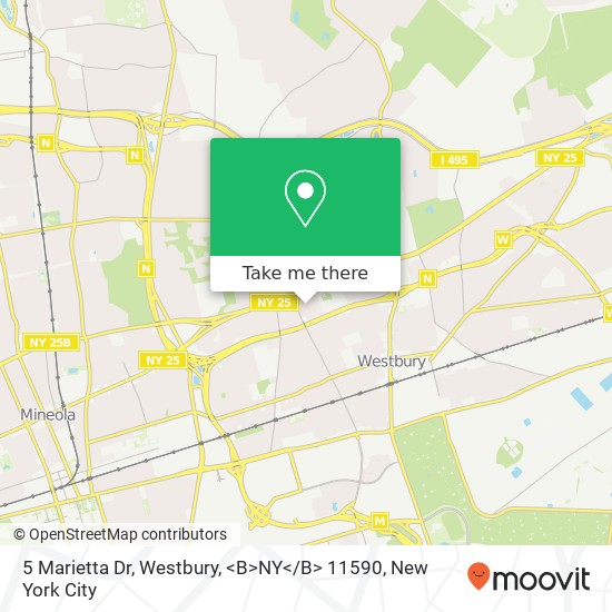 Mapa de 5 Marietta Dr, Westbury, <B>NY< / B> 11590