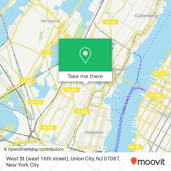 Mapa de West St (west 16th street), Union City, NJ 07087