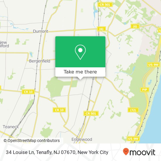 Mapa de 34 Louise Ln, Tenafly, NJ 07670
